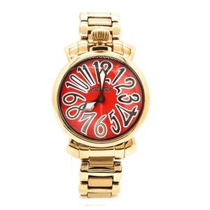 Gold-Tone Women's Watch with Red Dial